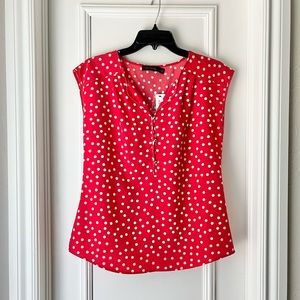 NWT Limited Red & Tan Polka Dot Top